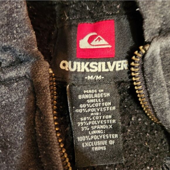 Quicksilver men's 60% cotton thick warm sherpa zippered hoodie Grey - Picture 5 of 9